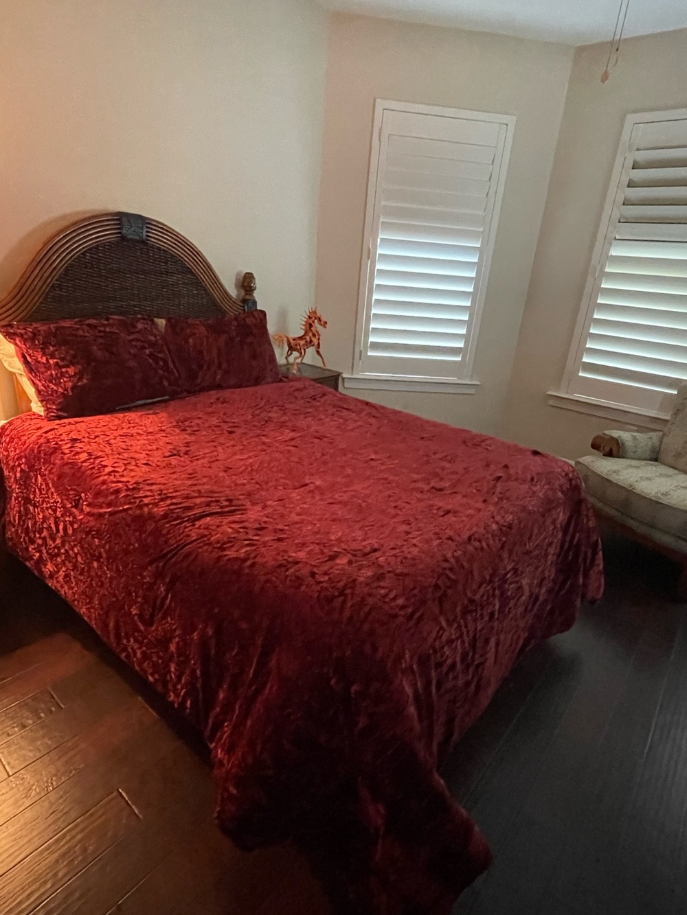 chic Deep Red Plush Velvet Bedspread